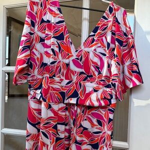 Vibrant Floral V-Neck Dress